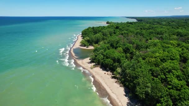 Spectacular Aerial Drone Video Footage Beautiful Lake Erie Summer Sunny — Stockvideo