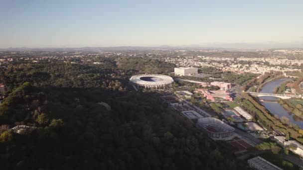 Rzym Włochy Aerial Drone View Stadio Olimpico Stadion Klubów Piłkarskich — Wideo stockowe