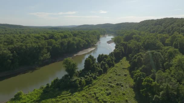 Flyover Meramec River Castlewood Louis Missouri Día Verano — Vídeos de Stock