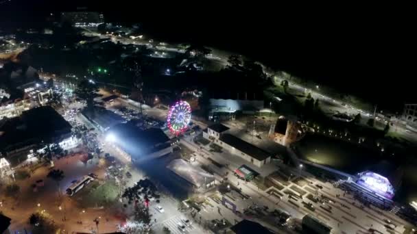 Aerial View Capivari Ferris Wheel Cold Night Winter Campos Jordao — Vídeo de Stock