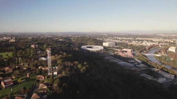 Rome Italy Aerial Drone View Stadio Olimpico Home Stadium City — Stock Video