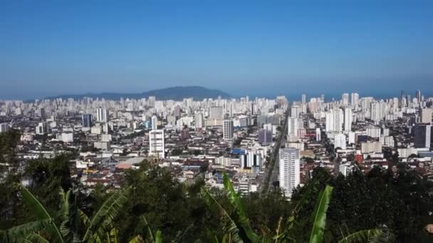 Brezilya Nın Sao Paulo Kıyısındaki Santos Şehrinin Panoramik Hava Manzarası — Stok video