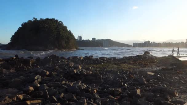 Jose Menino Beach Urubuquecaba Island Santos Coast Sao Paulo Brazil — Vídeo de stock