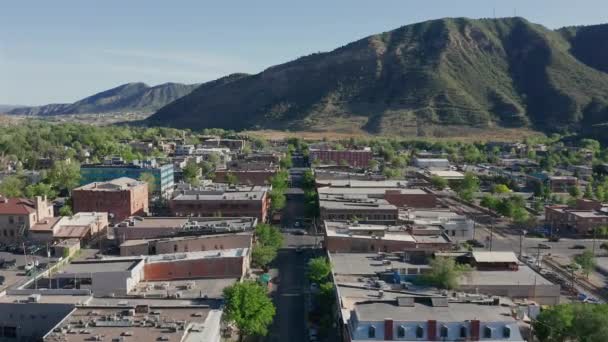 Arial Zomer Uitzicht Het Centrum Van Durango Colorado — Stockvideo