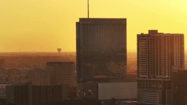 Downtown Austin Texas Při Východu Slunce Zlatá Hodina Přiblížil Letecké — Stock video