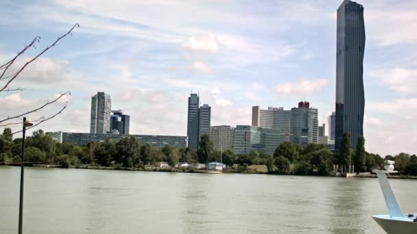 Austrian Shore Danube River — Stockvideo