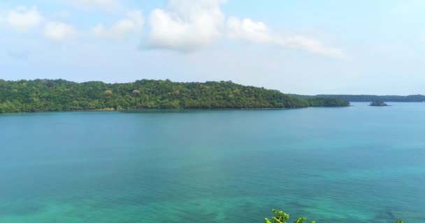 Volar Hacia Atrás Faro Ponta Mina Prince Island Sao Tome — Vídeos de Stock