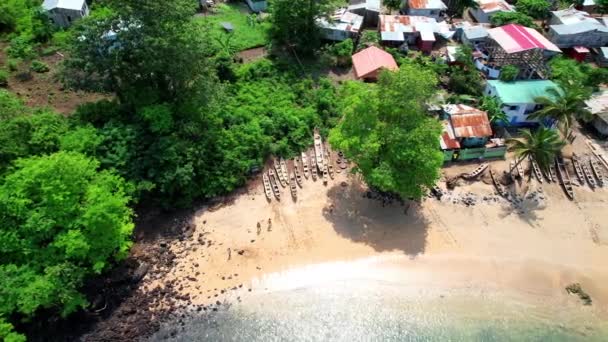 Morro Peixe Beach Sao Tome Can See Fisherman Boats Beach — ストック動画