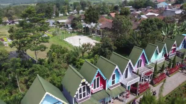 Horní Pohled Krásnou Květinovou Zahradu Uprostřed Města Semarang Indonésie — Stock video