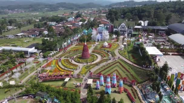 Top View Beautiful Flower Garden Middle City Indonesia — Stock Video
