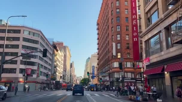 Conduire Travers Les Rues Los Angeles Dans Journée Les Bâtiments — Video