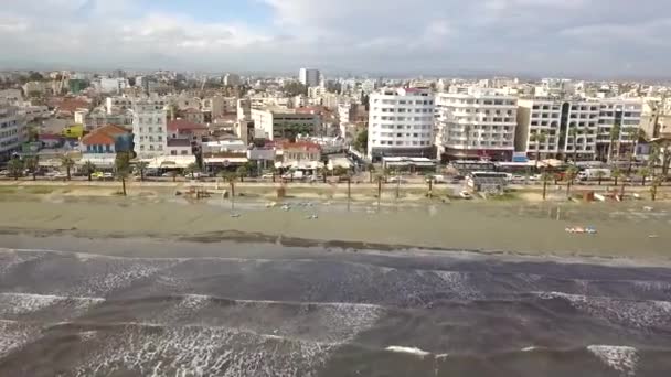 Slider Shot Larnaca Beautiful Cityscape Long Sandy Bay Kypr — Stock video
