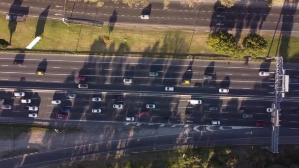 Aerial View General Paz Highway City Buenos Aires Sunset Heavy — Vídeo de stock