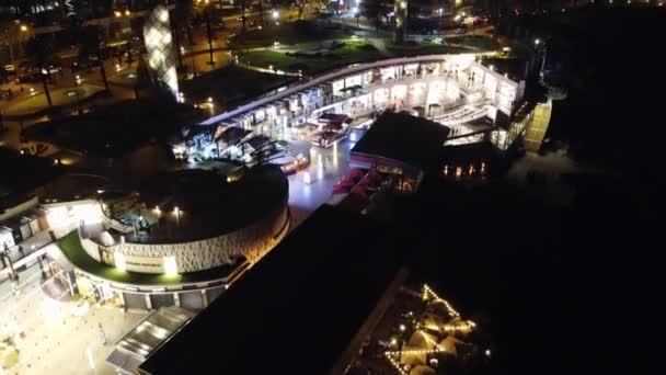Drohnenvideo Vom Larcomar Einkaufszentrum Miraflores Distrikt Von Lima Peru Nachts — Stockvideo