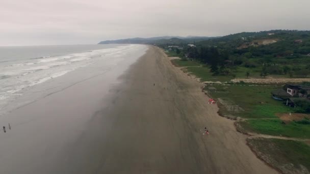 Stretch Long Sandy Beach Cloudy Day Curia Santa Elena Province — Stock Video