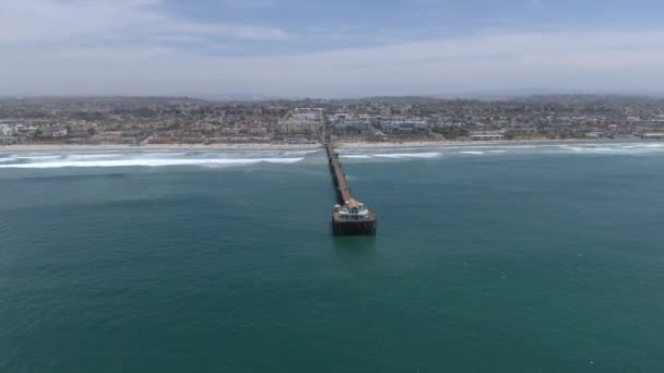 Stille Oceaan Buurt Van Oceanside California Pier Met Mensen Het — Stockvideo