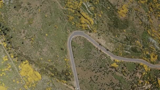 Deszoom Aéreo Sobre Uma Estrada Com Curvas Nas Montanhas Madeira — Vídeo de Stock