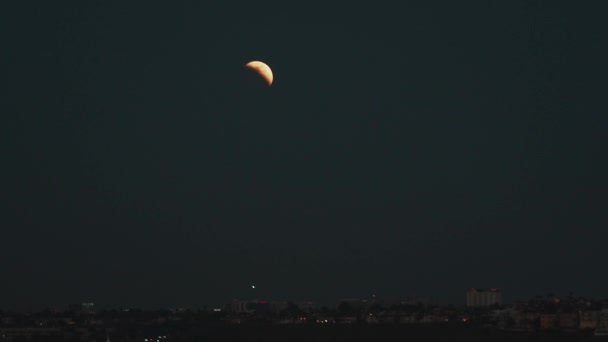 Perfect Quiet Suburb Transition Scene Night Bright Half Moon Eclipse — Stok video