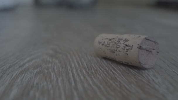 Wine Cork Floor Someone Background Cleaning Floor — Vídeo de stock