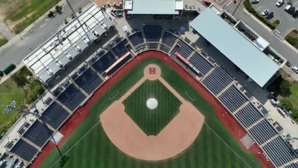 Aerial Top View Blue Wahoo Stadium Reveal Baseball Field Pensacola — Stockvideo