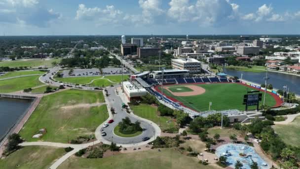 Luchtfoto Van Blue Wahoo Stadium Het Centrum Van Pensacola Florida — Stockvideo