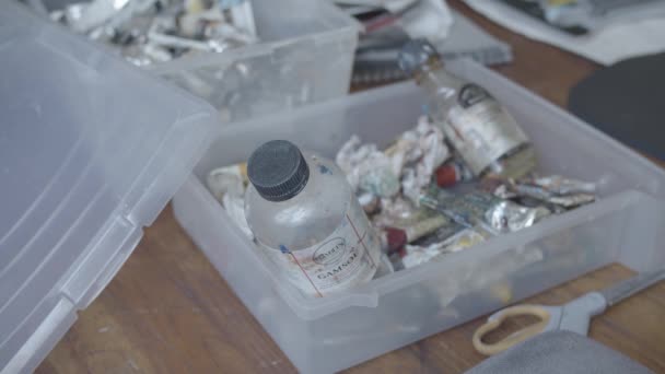 Empty Paint Bottles Plastic Box — Video