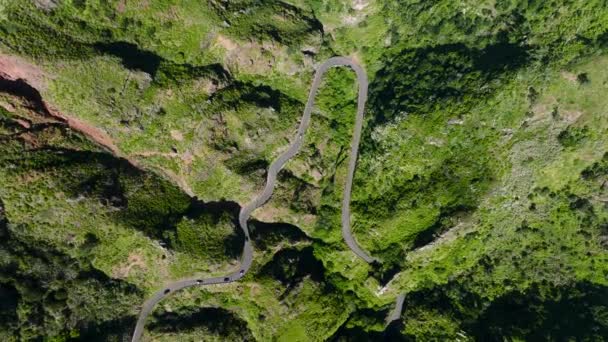 Bilar Kör Kurvig Alpin Väg Längs Dalen Paul Mar Madeira — Stockvideo