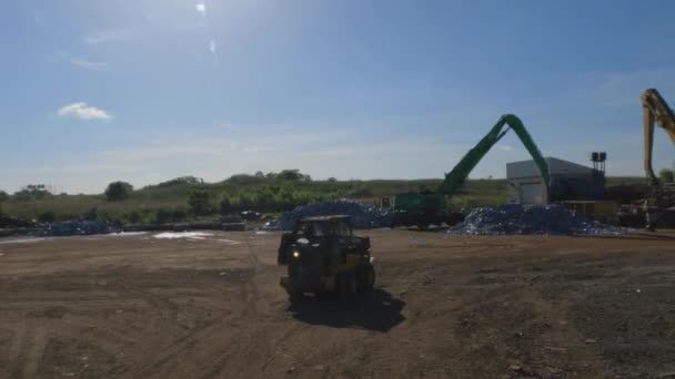 Planta Reciclagem Com Equipamentos Pesados Empilhadeira Gary Indiana — Vídeo de Stock