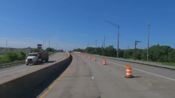 Construcción Carreteras Tráfico Lento Cerca Hammond Indiana Cline Ave — Vídeos de Stock