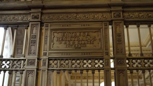 Looking Plaque Sign Railings Post Office Museum Mexico City Tilt — Wideo stockowe