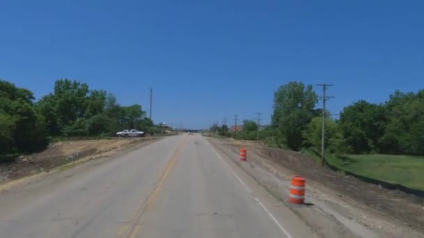 Traveling Channahon Illinois Road Construction — 图库视频影像