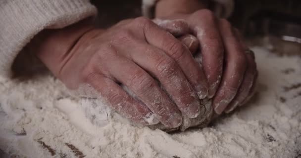 Close Hands Kneading Cookie Dough — Vídeos de Stock