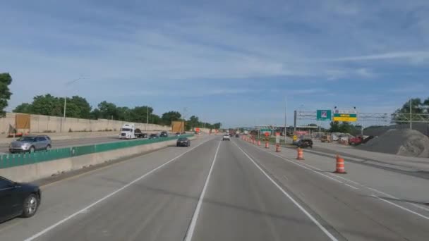 Traveling Tri State Tollway I294 Road Construction Slow Traffic Rush — Stock video