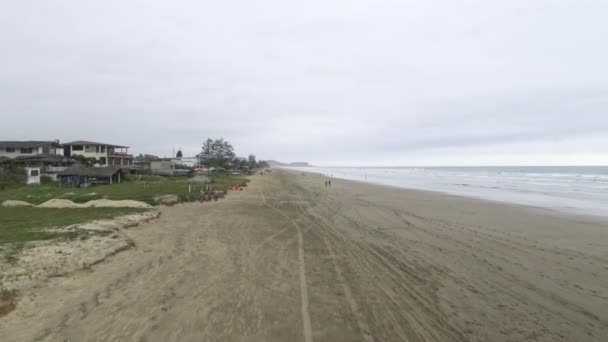 Stretch Sandy Beach Turystami Spędzić Lato Curia Santa Elena Ekwador — Wideo stockowe