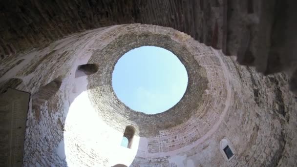 Pan Hole Dome Ceiling Diocletians Palace Split — Vídeo de Stock