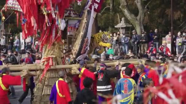 Tiger Mikoshi Float Ready Sagicho Matsuri Event Hachiman Shrine — Vídeo de Stock