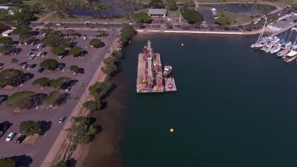 Luchtfoto Van Boot Ala Wai Boot Haven Onthullen Honolulu Oahu — Stockvideo