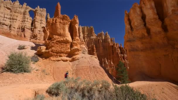 Dívka Turistika Bryce Canyon National Park Utah — Stock video