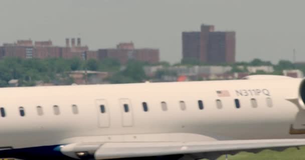 Plane Taxis Foreground Second Plane Takes Background — Stockvideo