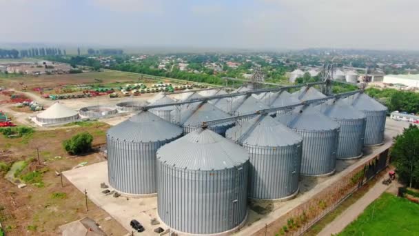 Aerial View Drone Group Silo Sunny Day Seen Increase Storage — Video