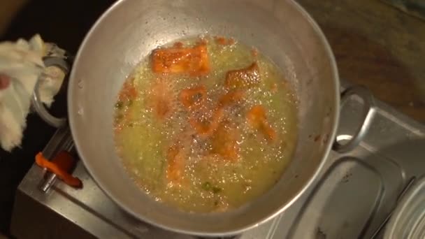 Fish Curry Ready Eat Prepared Food Tribal Houses India Maharashtra — Video Stock