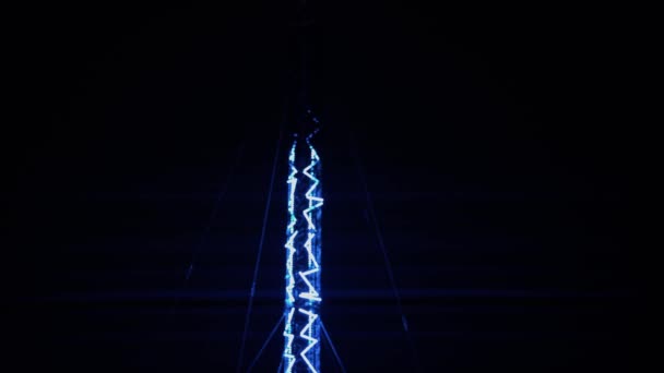 Blue Light Show Decorated Radio Tower Lux Festival Helsinki Fin — Stockvideo