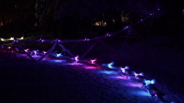 Lux Winter Festival Helsinki Colour Lights Forest Pathways — Stok video