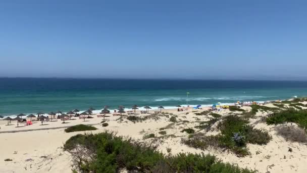 Best Beach Yellow Sand Blue Ocean Pego Nearby Carvalhal Alentejo — Video