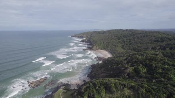 Tropische Strände Mit Plätschernden Wellen Broken Head Nature Reserve Der — Stockvideo