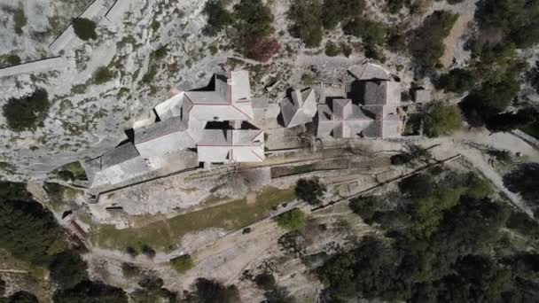 Birds Eye Aerial Blaca Hermitage Monastery — Stockvideo