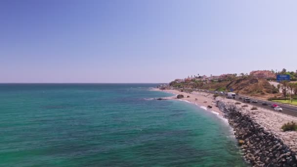 Beach South Spain Drone Flying Backwards — ストック動画