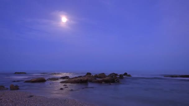 Time Lapse Beach Night Mediterranean Sea — Stockvideo