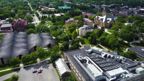 Ohio Wesleyan University Campus Delawarel Ohio Aerial Drone Footage — Stockvideo