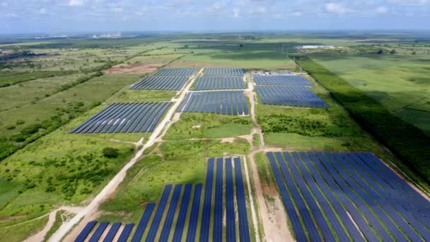 Aerial Sunlight Panels San Pedro Macoris Soco Solar Energy Power — Video Stock